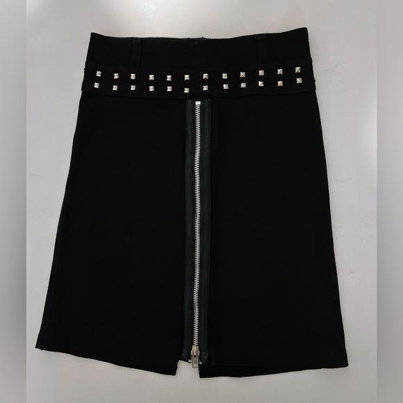 Vintage 90s Y2K Tripp NYC Twill Pyramid Studded zip Black Skirt 5 - Picture 5 of 11